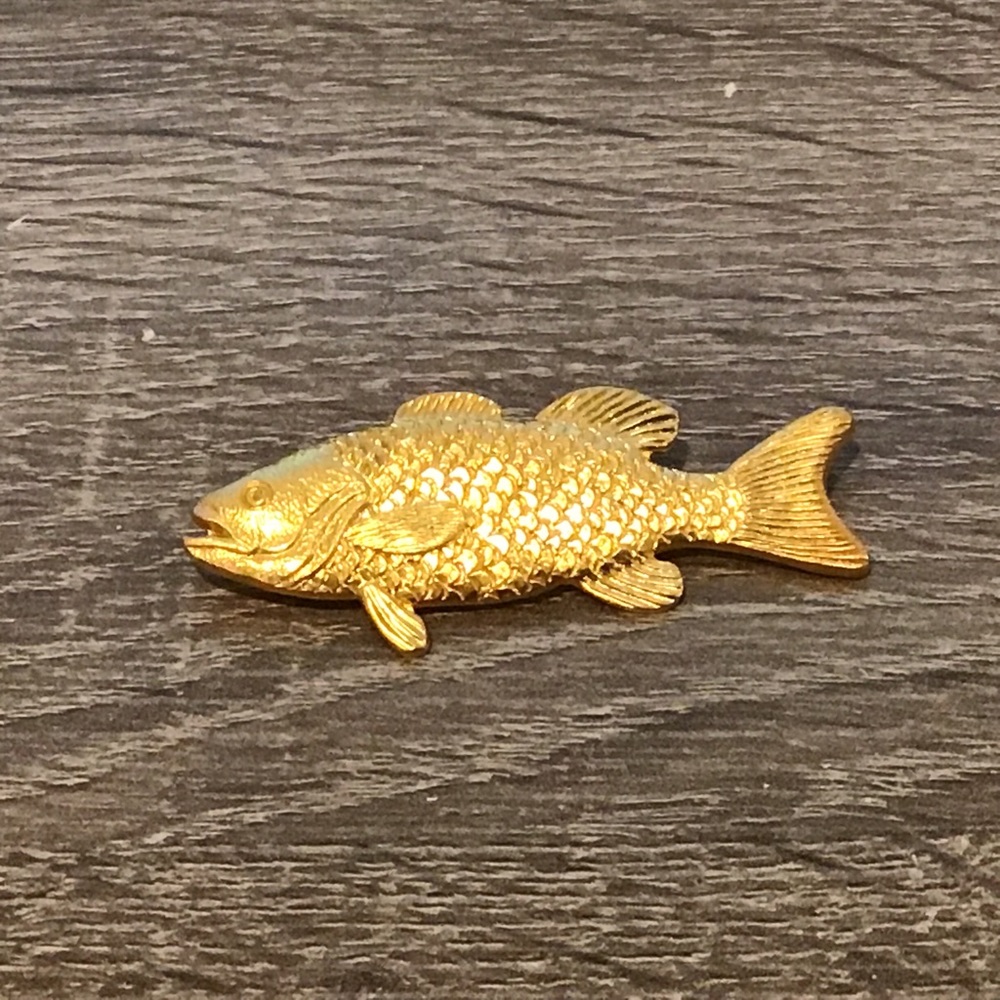 Vintage Gold Tone Fish Pin 2 5/16" Long